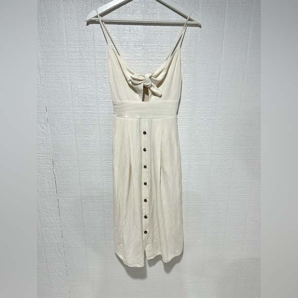 Express linen blend Midi Dress cream size XXS